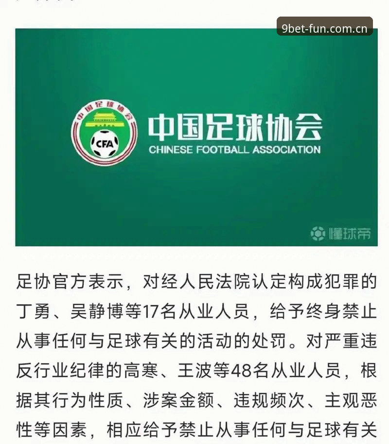 中国足协第三批禁足名单详解：17人终身禁赛凸显行业整顿决心